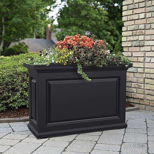 Mayne Inc. Nantucket Trough Planter - Black - 36in L x 16in W x24in H - with 17.3 Gallon Built-in Water Reservoir (4847-B)