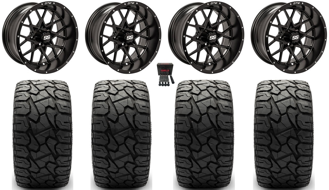 GTW Vortex 2 12" Golf Cart Wheels Black 23" X Comp X/T Tires Yamaha