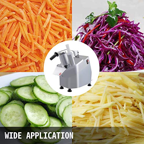 VBENLEM 110V Commercial Food Processor 2 Feeding Holes, 550W Electric Vegetable Slicer 1600 RPM, Stainless Steel Vegetable Processor Detachable 6-blades, 3mm/4mm/7mm Shred, 2mm/4mm Slice