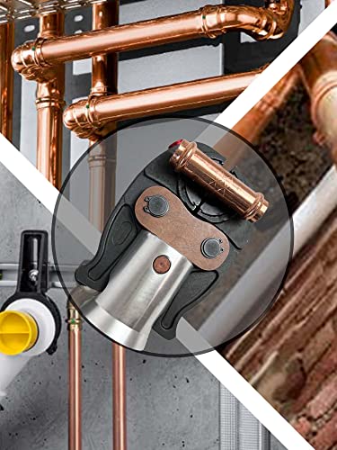 AMZCNC Copper Tube Fittings Pipe Crimping Tool with 1/2 inch,3/4 inch and 1 inch Jaw Copper Pipe Press Crimpers Pressing Pliers,Suit for Narrow Space and Tee Fitting，Hydraulic drive