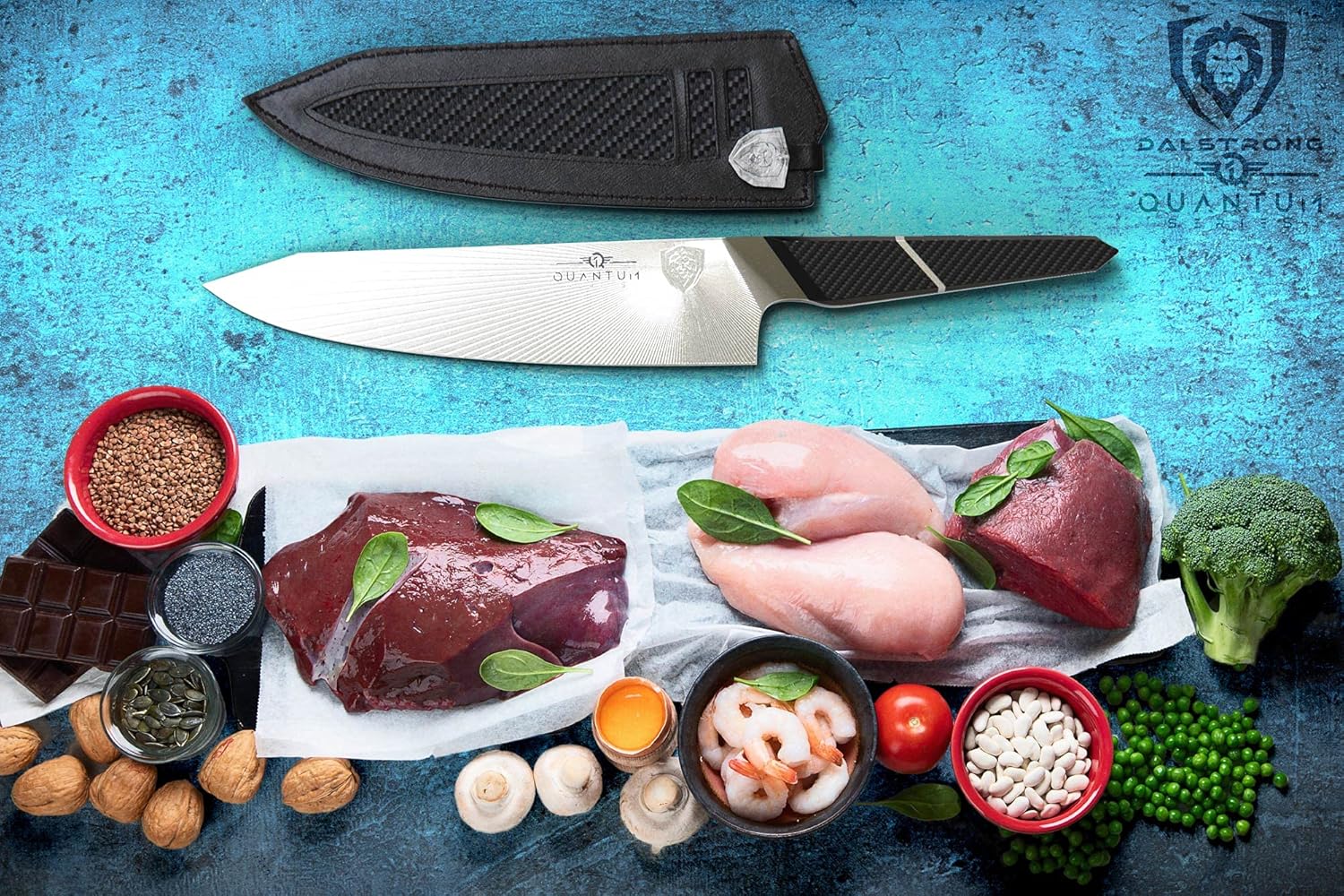 DALSTRONG Slicing & Carving Knife - 12 - Quantum 1 Series - Ultra-Sharp - American Forged BD1N-VX Hyper Steel - Carbon Fibre G10 Hybrid Handle - Leather Sheath