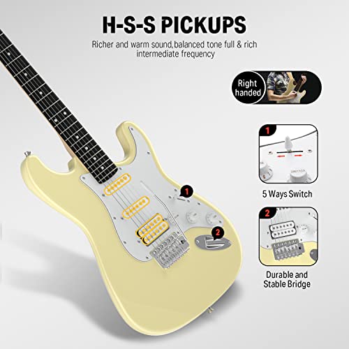 Donner DST-100B 39 Inch Electric Guitar Beginner Kit Solid Body Full Size Black HSS for Starter, with Amplifier, Bag, Digital Tuner, Capo, Strap, String,Cable, Picks
