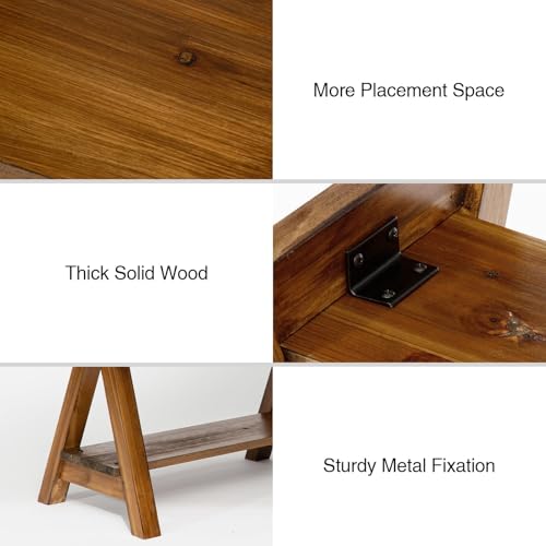 Wnutrees 43" Farmhouse Wood Bench, Long Rustic Indoor Storage Bench for Entryway, Living Room, Dining Room, Solid Wood Construction, Original Wood