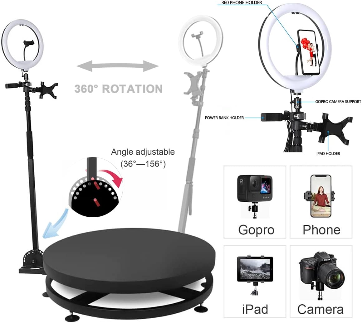 Upgrade 360 Photo Booth Machine for Parties, 360 Photo Booth for Parties,360 Camera Booth Automatic Slow Motion 360 Spin Photo Booth for Cheristmas Wedding (26.8”)