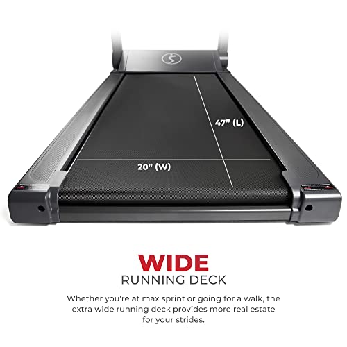 Sunny Health & Fitness Strider Foldable Treadmill, 20-Inch Wide Running Belt with Optional Exclusive SunnyFit™ App and Enhanced Bluetooth Connectivity