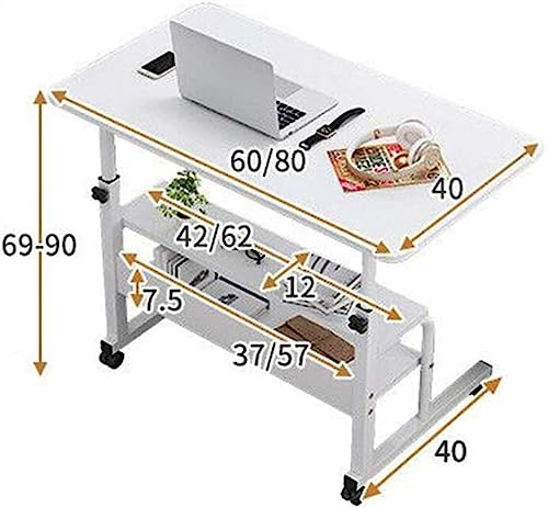 Portable Mobile Laptop Computer Desk Adjustable Height Computer Cart Mobile Laptop Desk Stand Laptop Table On Wheelsa (Oak One Size)