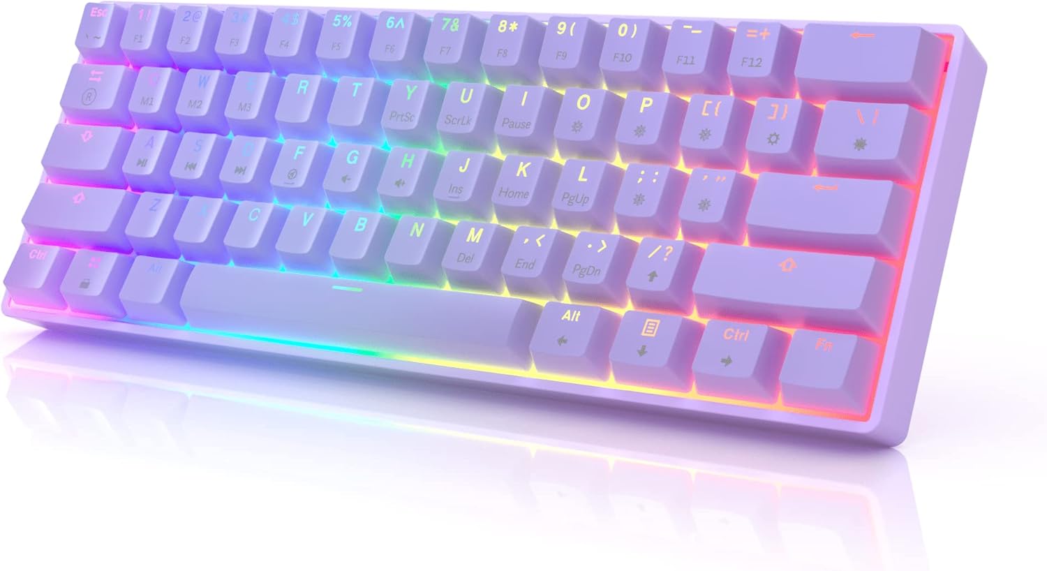 HK GAMING GK61 Mechanical Gaming Keyboard 60 Percent | 61 RGB Rainbow LED Backlit Programmable Keys | USB Wired | for Mac and Windows PC | Hotswap Gateron Optical Brown Switches | Blue