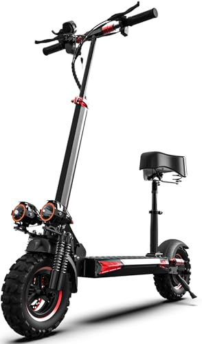 Off Road Electric Scooter Adults, 800/1200W Motor, 48V 15/18/21AH Battery, 11" All-Terrain Tires, Heavy Duty E-Scooter with Dual Suspension with Seat