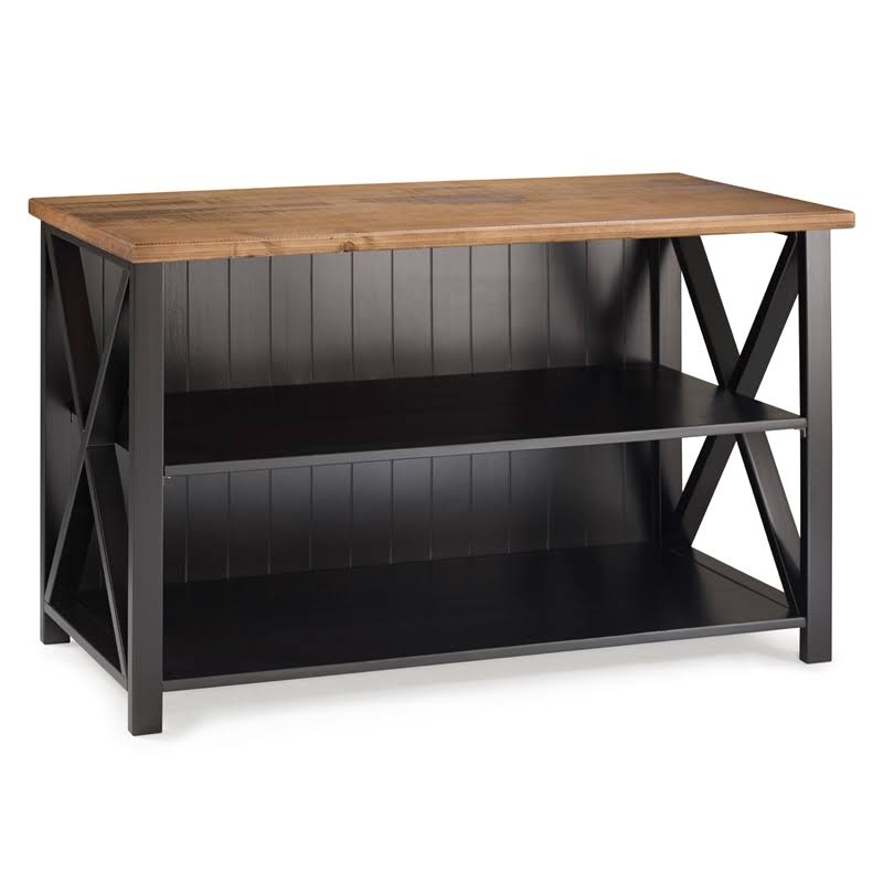 Pemberly Row 52x22 Solid Wood Farmhouse Storage Console-Reclaimed Barnwood/Black
