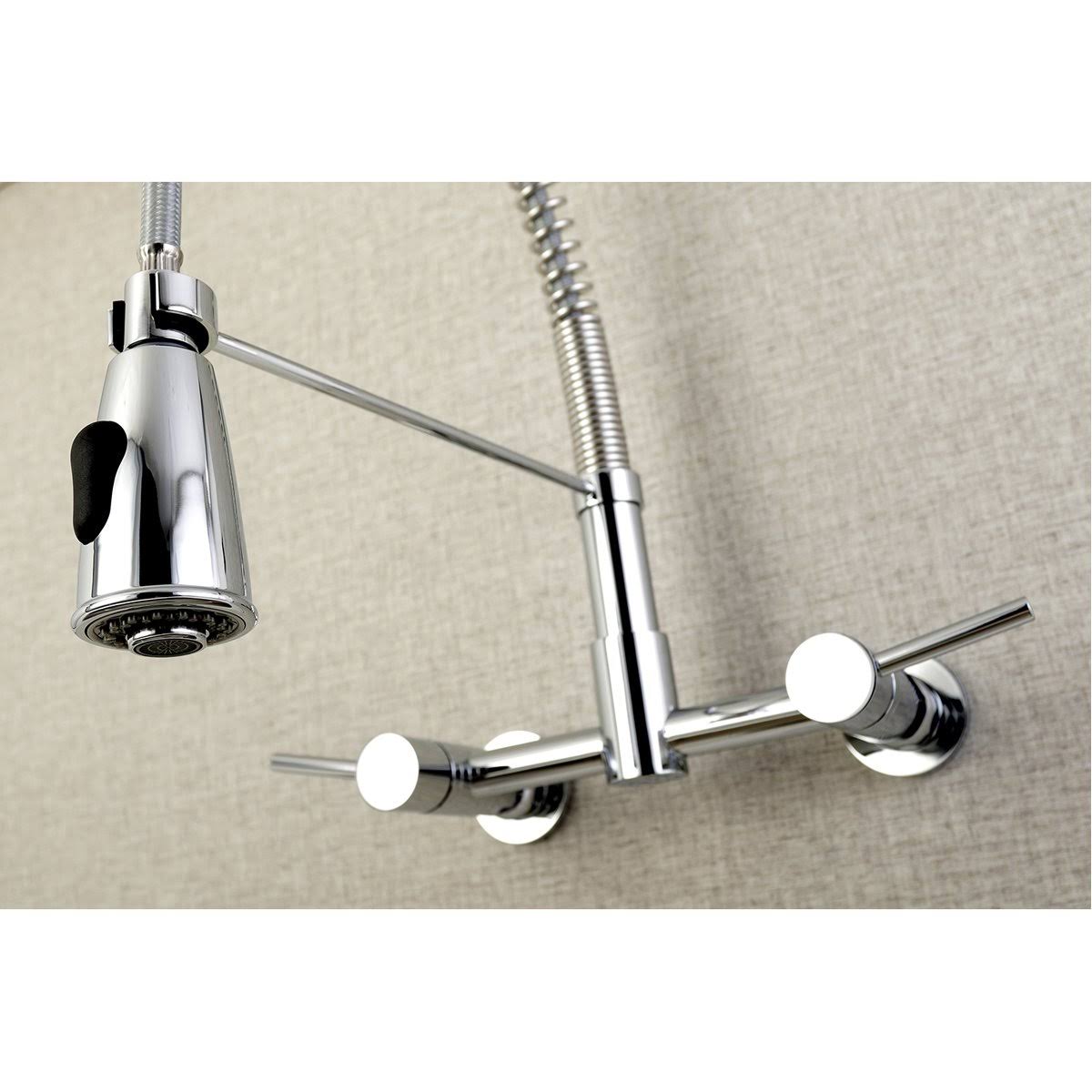 Kingston Brass GS8285DL Concord 2-Handle Wall Mount Pull-Down Kitchen Faucet, Oil Rubbed Bronze