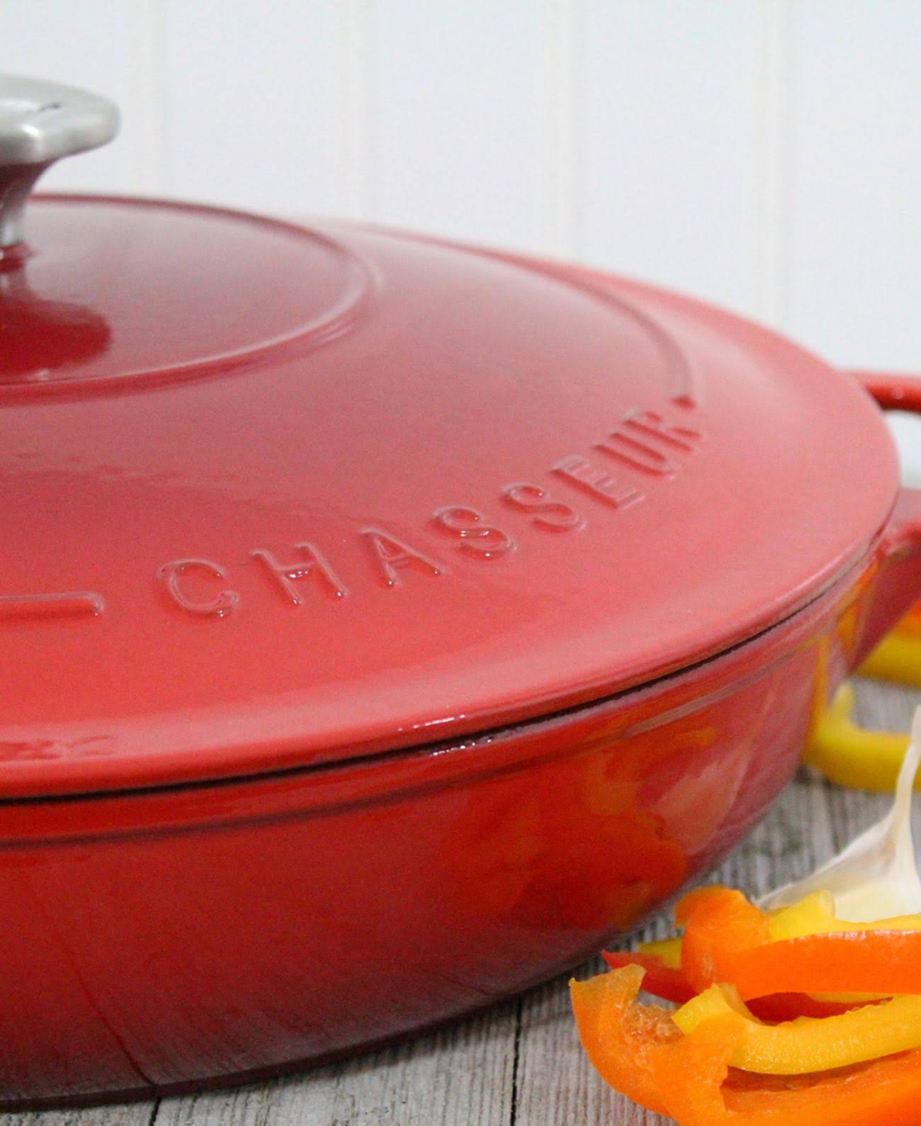 Chasseur 2.6-Quart Red Enameled Cast Iron Braiser with Lid