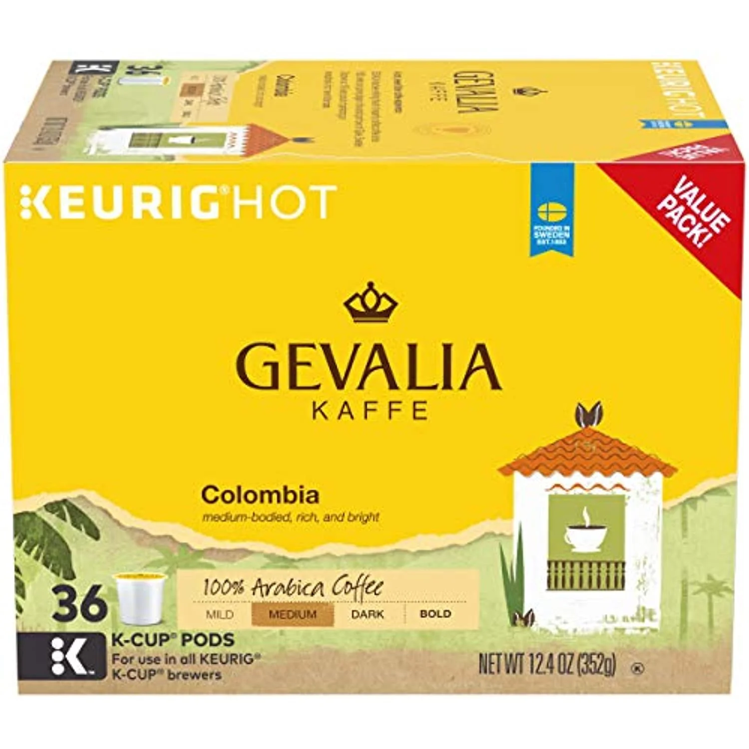 Gevalia Kaffe Colombian Blend Medium Roast K-Cup Coffee Pods (36 Pods)