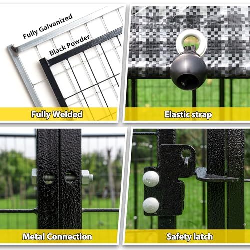 Large Outside Dog Kennel,Outdoor Dog Run Enclosure 8'x4'x6' Dog Pen House with Roof Cover Heavy Duty Welded Wire Steel Dog Playpen Animal Fence Without Feeding Door