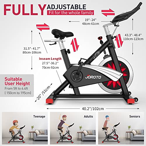 JOROTO X2|X2PRO Exercise Bike, X4S Bluetooth Stationary Indoor Cycling Bike with Readable 100 Levels Magnetic Resistance, Plus 12.6 inch Tablet Bracket Exercise Bikes for Home