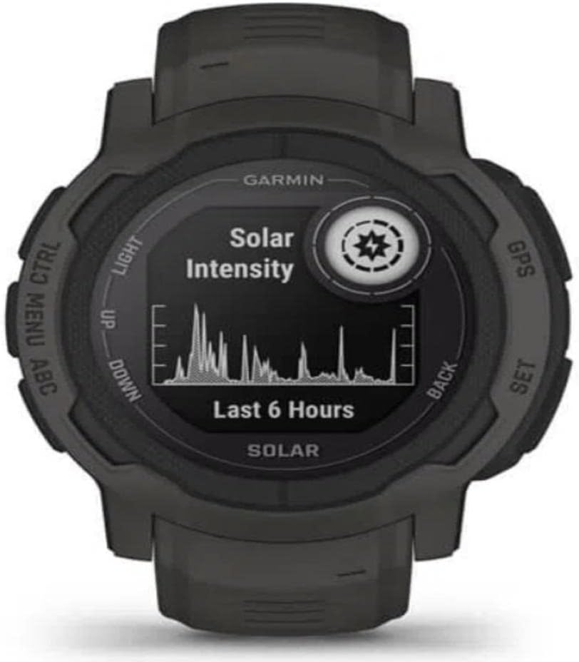Garmin Instinct 2 Solar, GPS Outdoor Watch, Solar Charging Capabilities, Multi-GNSS Support, Tracbak Routing, Graphite
