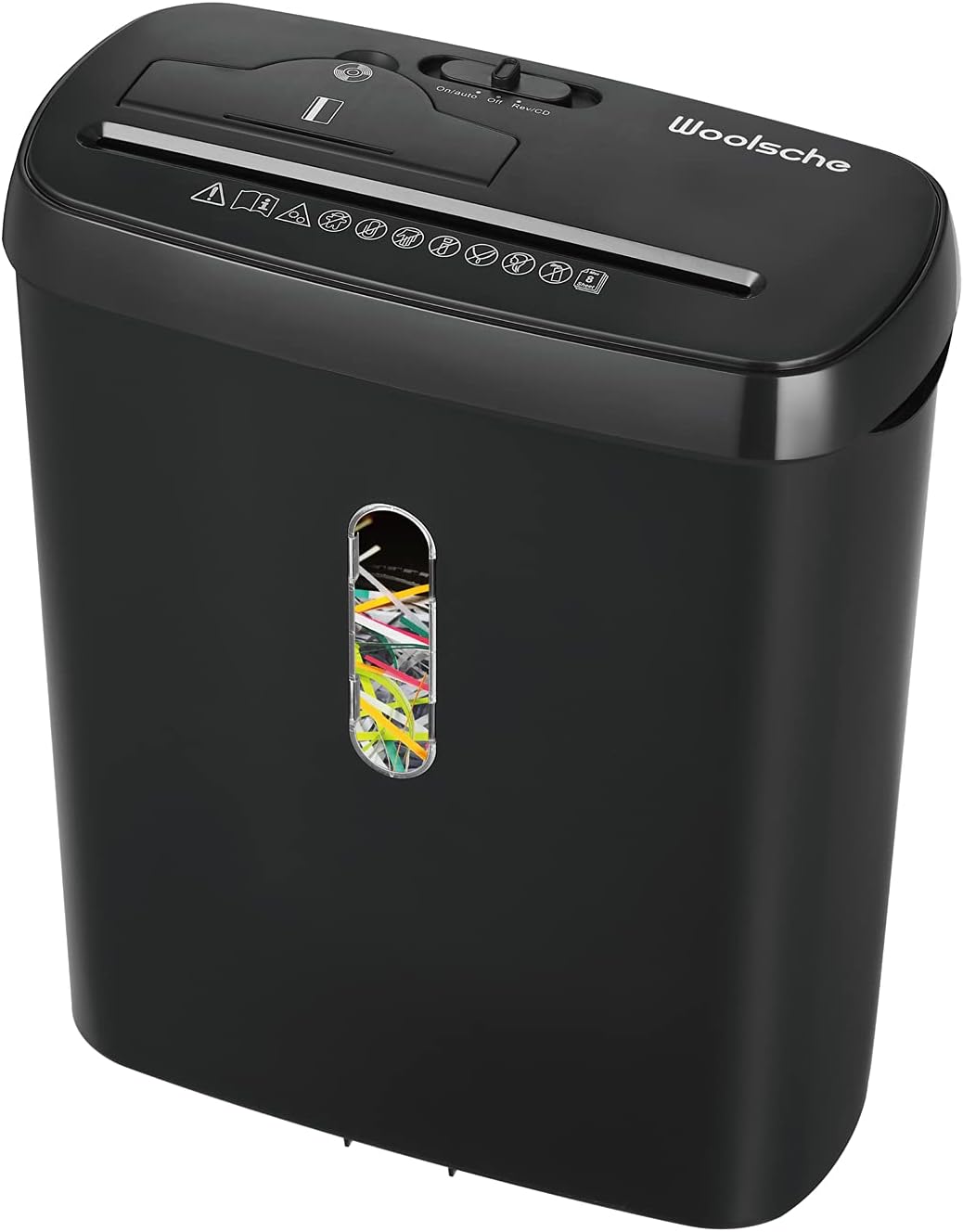 Woolsche Home Office Shredders C220P 6-Sheet Cross Cut Removable, Low Noise Desktop Paper Shredder with Security Lock, P-4 Security Level Shreds Paper/Credit Card