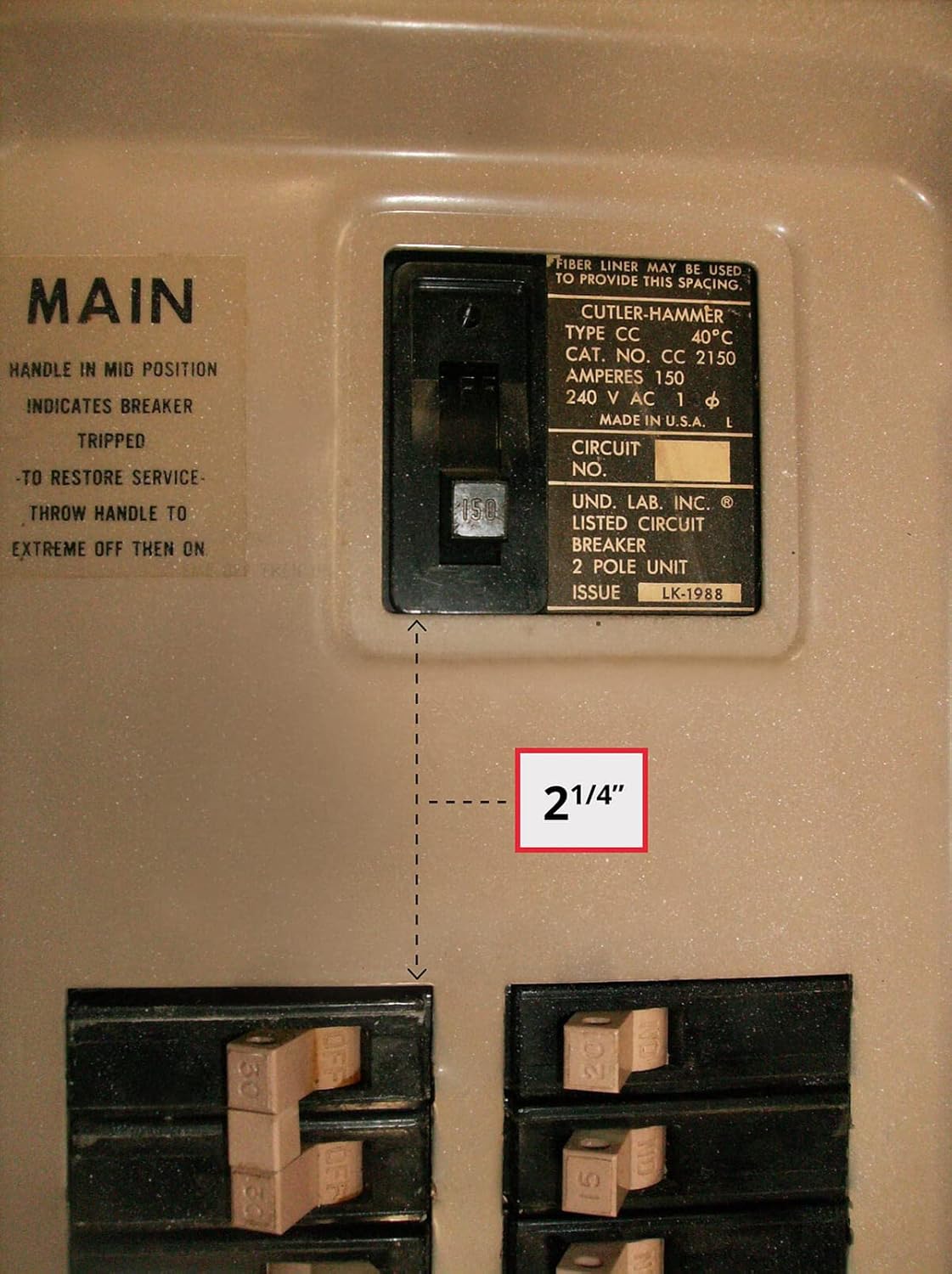 EAT-CH200XA Eaton or Cutler Hammer Generator Interlock Kit Vertical Throw Main 150 or 200 amp Panel Generator Interlock Kit