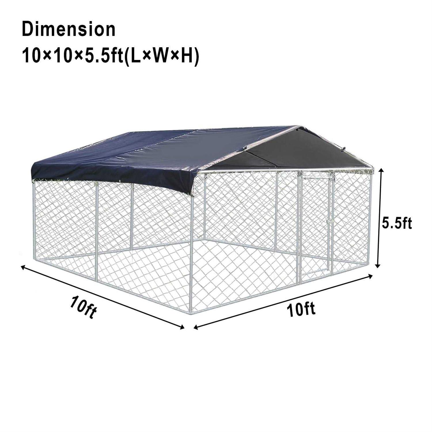 10ft x 10ft Dog Kennel Outdoor Metal Playpen Large Dog Cages for Large Dogs Run Outside Exercise Pet Fences with Roof for Yard - Pet Supplies online store