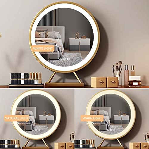 Vanity Desk Mirror and Lights, Mordern Dressing Table & Flexible Side Cabinet & Makeup Stool for Bedroom, Wood Frame Leather Finish Glass Top (47in)