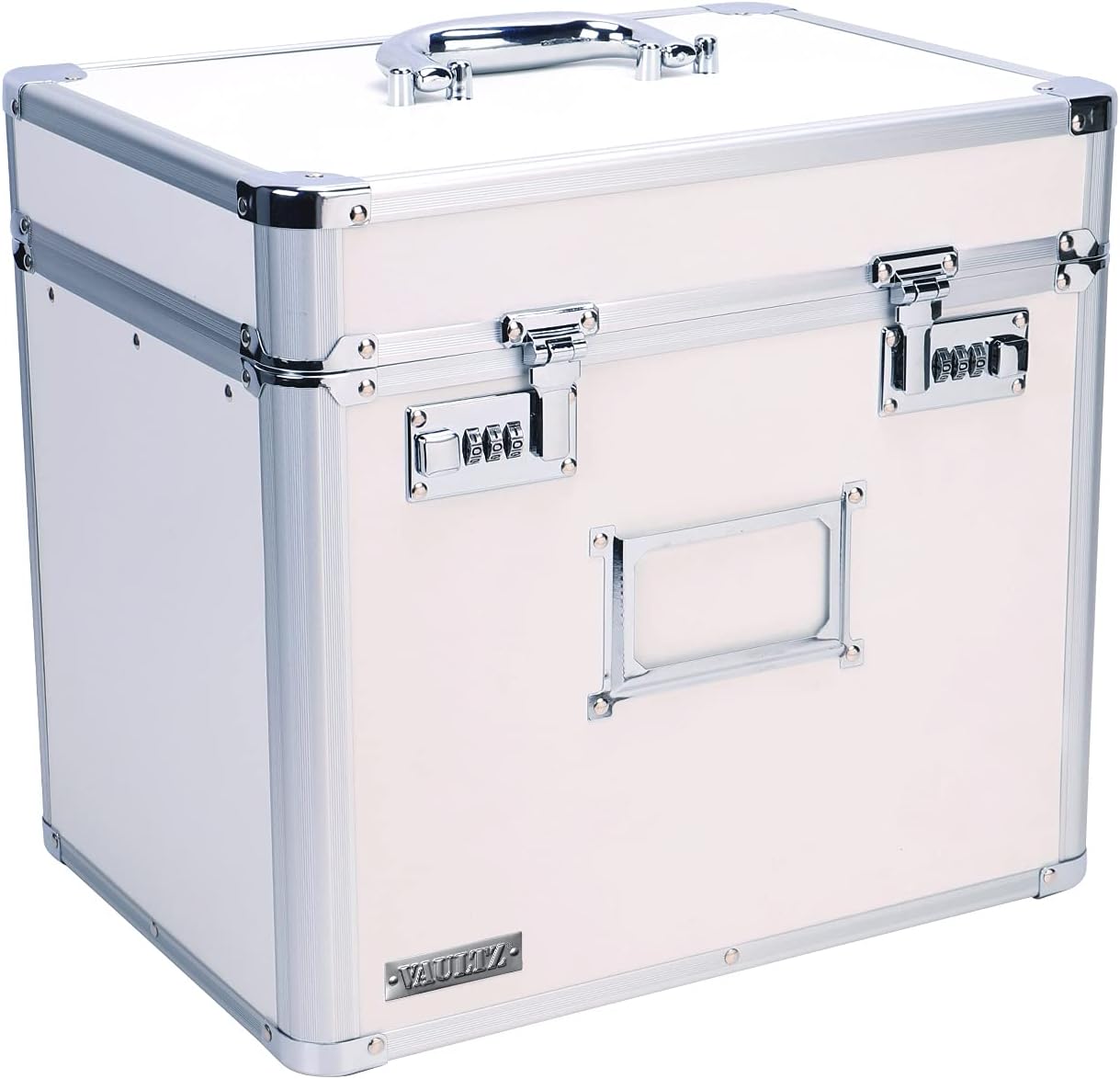 Vaultz Locking File Storage Chest, Two-Handled, Letter/Legal File Storage, 17 1/2 W x 14 D x 12 1/2 H Inches, Black (VZ01008) Pack of 2
