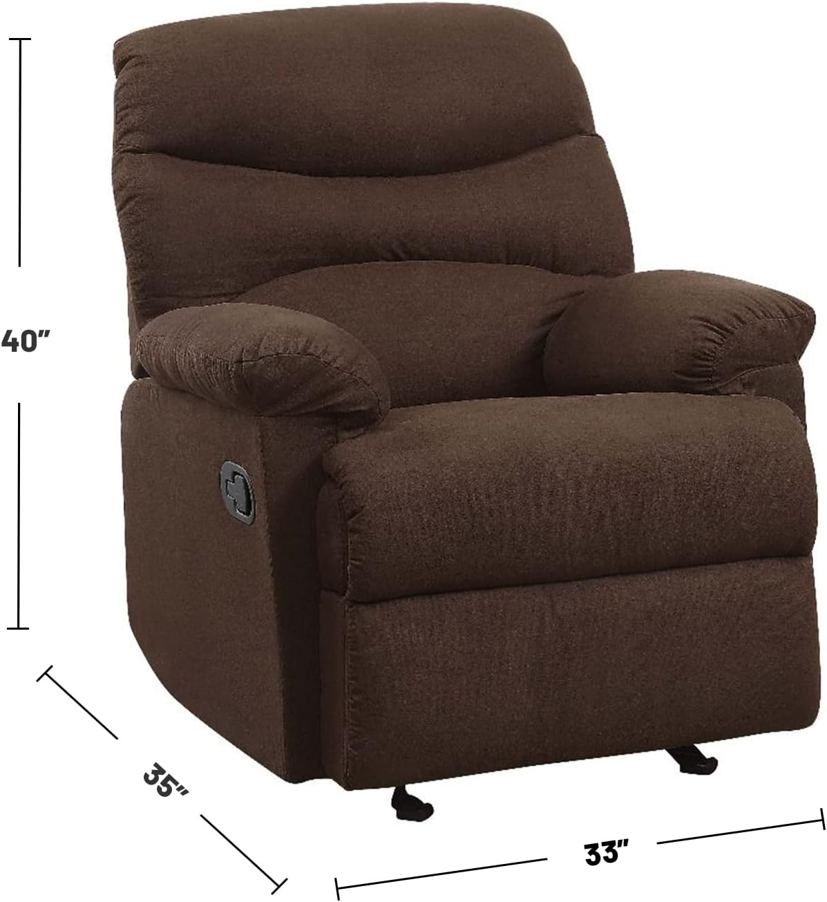 Upholstered Motion Recliner, Chocolate
