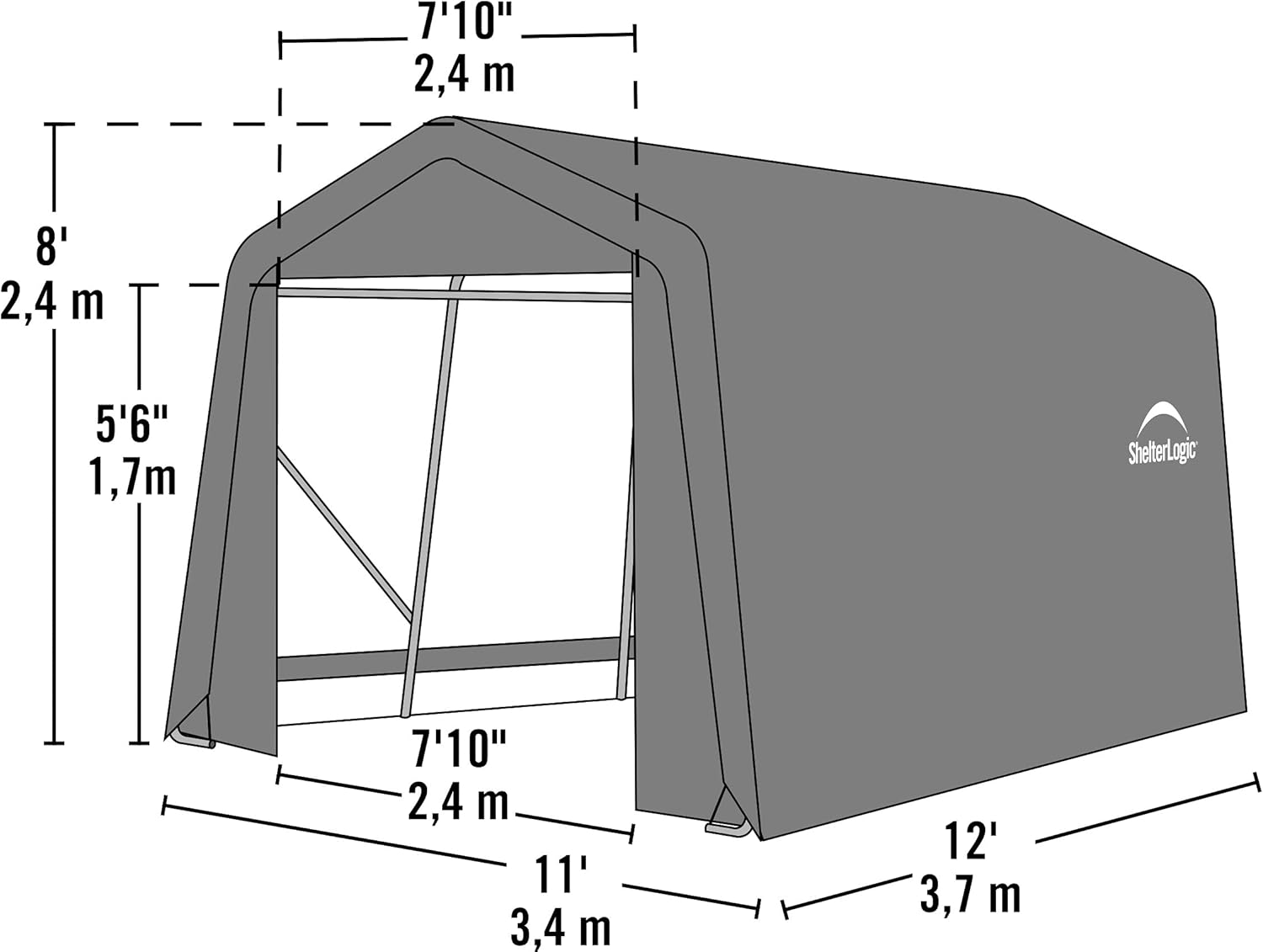 ShelterLogic 72813 Grey 10'x12'x8' Peak Style Shelter