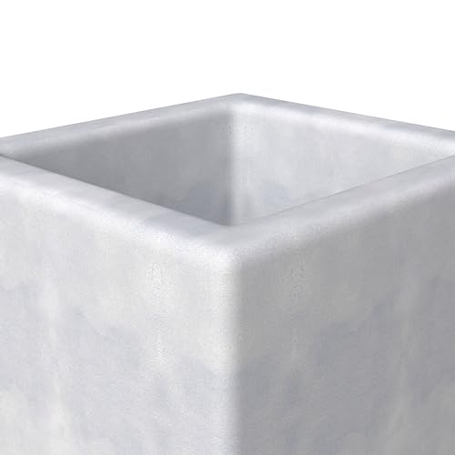 LeisureMod Terra Fiberstone and MGO Clay Planter, Mid-Century Modern Tall Square Planter Pot for Indoor and Outdoor (Dotted White, 24 Inch)
