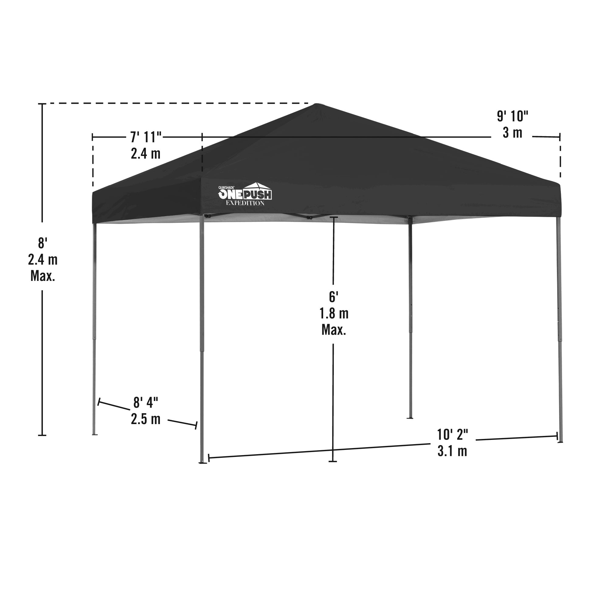 Quik Shade Expedition EX80 One Push 8 x 10& Straight Leg Canopy - White
