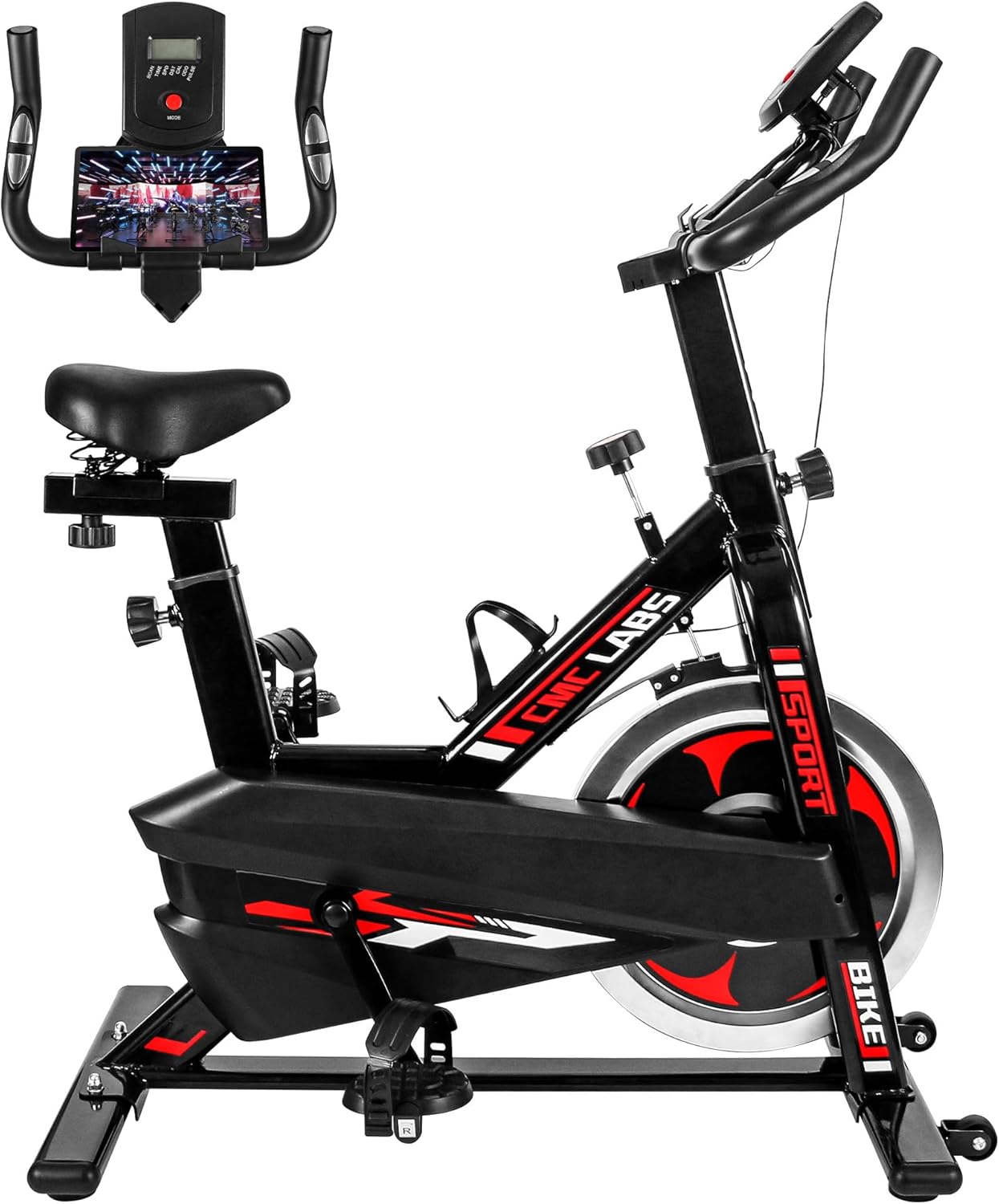 Spin Bike, Brake Pad Stationary Bike for Home, Indoor Cycling Bike with Heavy Flywheel, Comfortable Seat Cushion，Exercise Bike