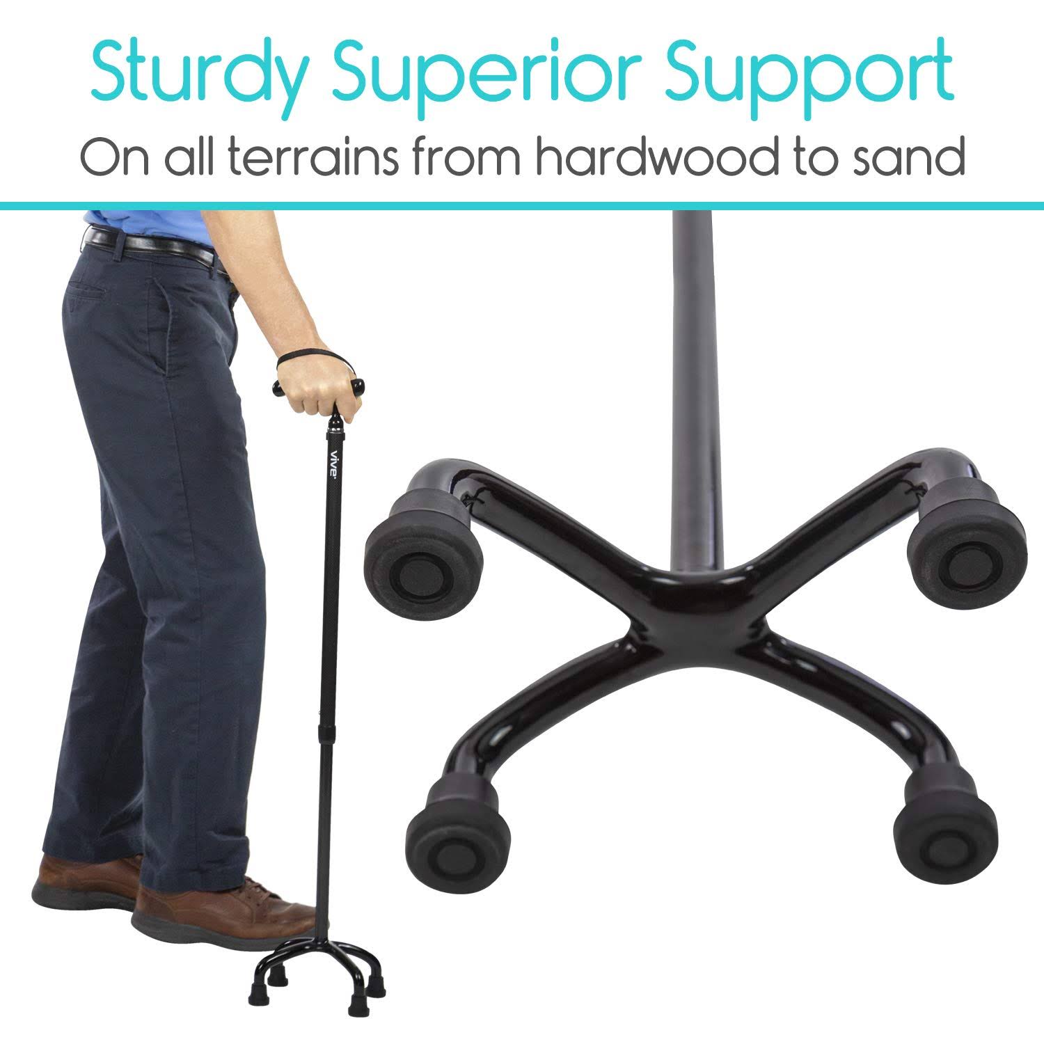Vive Carbon Fiber Quad Cane - Ultra Lightweight Walking Stick