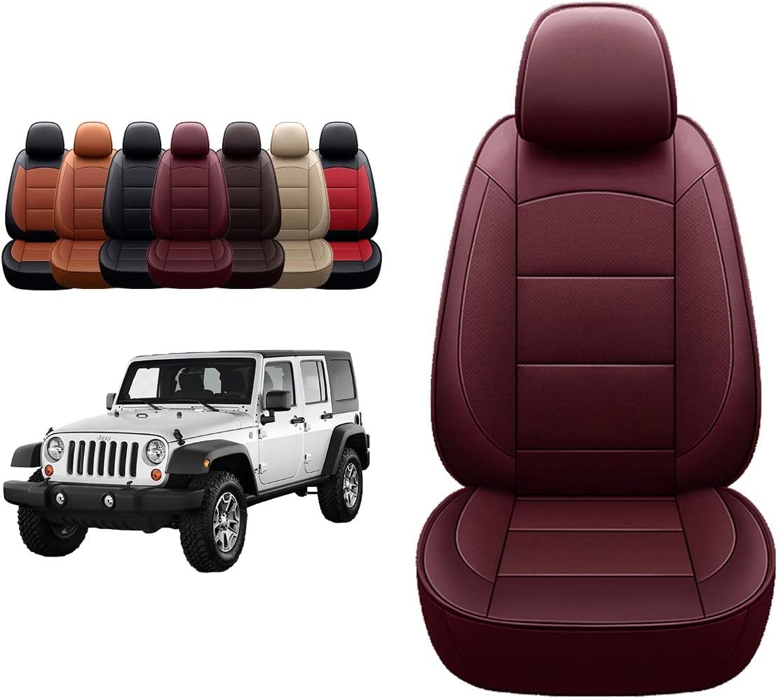 OASIS AUTO 2007-2017 Wrangler JK Custom Leather Seat Covers (2013-2017 Wrangler 4-Door, Black)