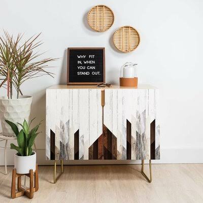 2 Door Accent Cabinet East Urban Home Color: Beige/Gold
