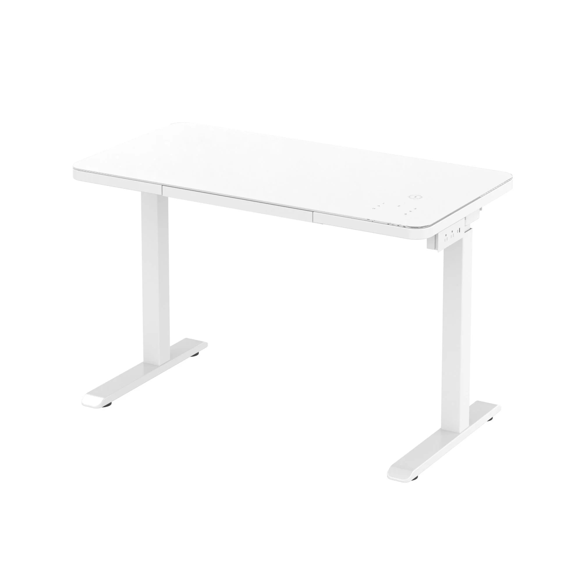 Glass Tabletop standing desk - White