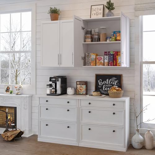 FIMELLO 30" Laundry Room Wall Cabinet with Adjustable Shelf, Large Wall Storage Cabinet, White Wall Cabinet with Doors, Upper Kitchen Cabinet, Cabinets for Laundry, Bathroom, Kitchen -White