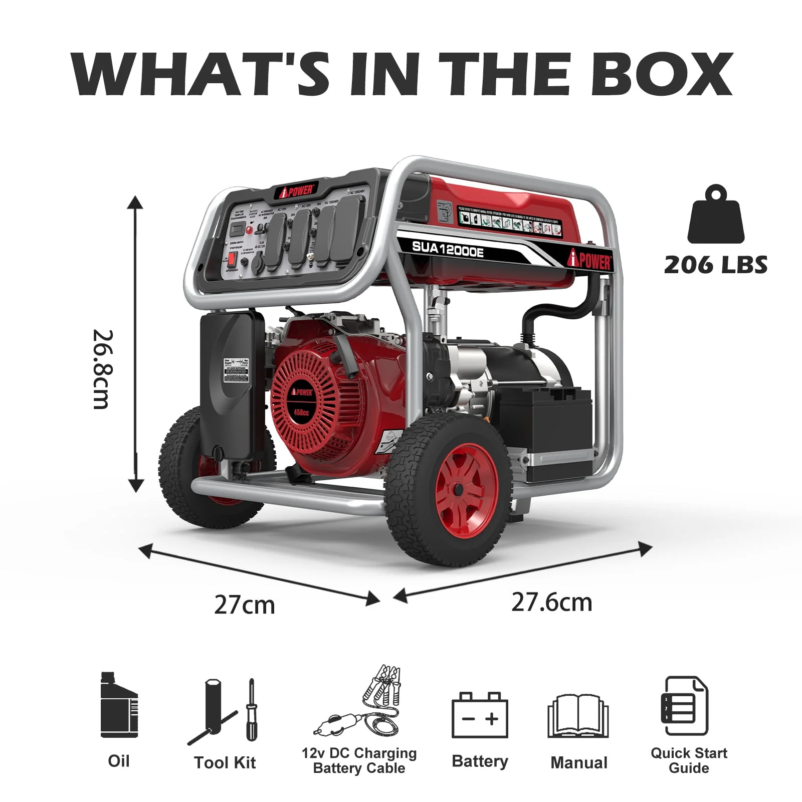 A iPower 12000 Watt Portable Gas Powered Generator w/ Electric Start & Wheel Kit