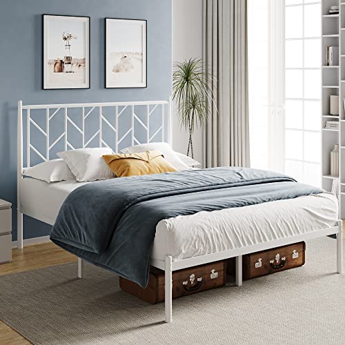 HOOMIC Queen Size Metal Platform Bed Frame with Headboard, Under Bed Storage, Noise Free, No Box Spring Needed, 12 Durable Ribs, Easy Assembly, Black