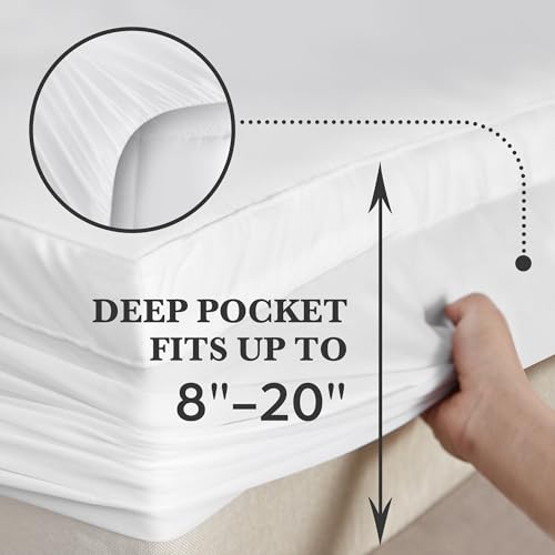 Pillow Top Mattress Topper Cal King Size - Quilted Fitted Waterproof Mattress Protector Stain Proof Mattress Pad Cover with 8-20 Inch Deep Pocket Down Alternative Fill (72x84 inch, White)
