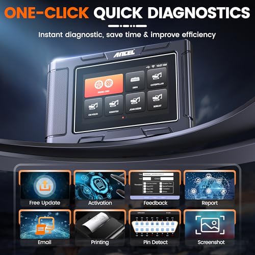ANCEL HD3600 Heavy Equipment Diagnostic Tool with DPF Regen, Full System Heavy Duty Truck Scanner Machinery Scan Tool Diesel Code Reader Fit for Cummins, Caterpillar, John Deere, Komatsu, Yanmar&Case