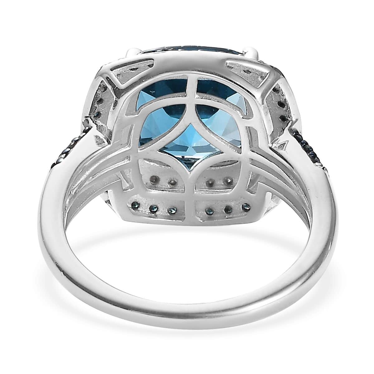 Shop LC Blue Topaz Blue Diamond Cushion 925 Sterling Silver Platinum Plated Cocktail Ring for Women Jewelry Size 9 Ct 4.92 Birthday Gifts for Women