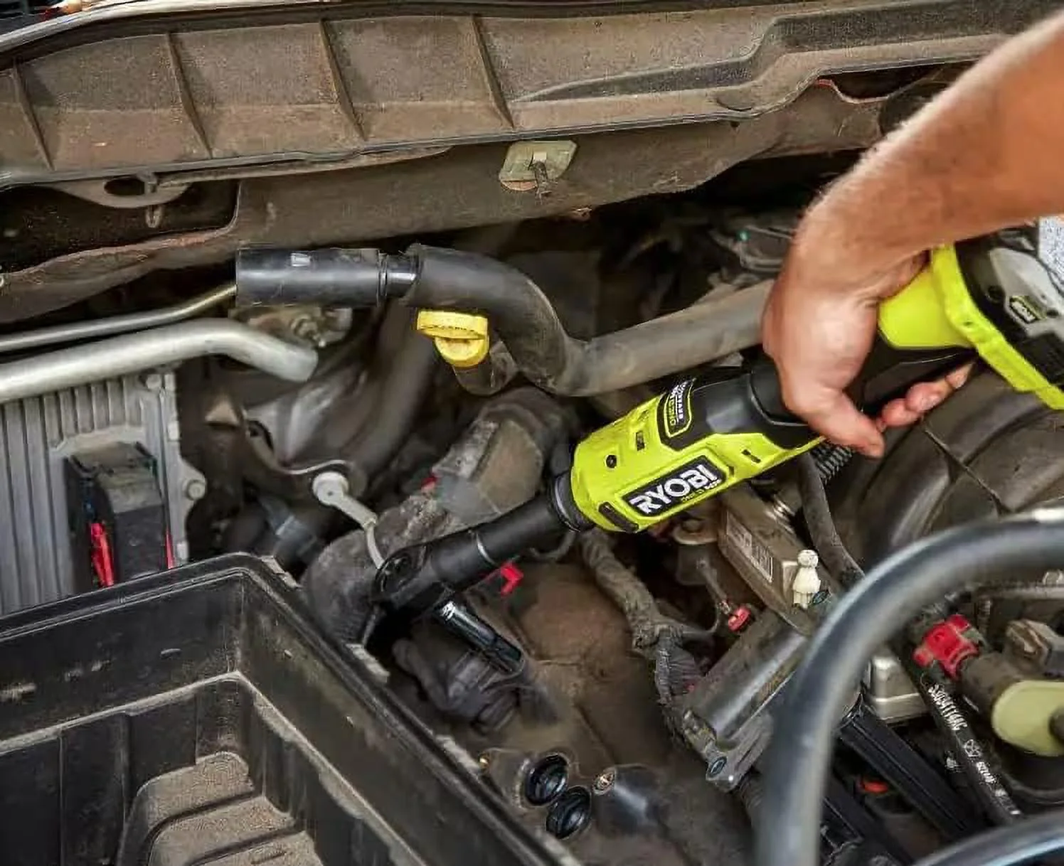 RYOBI - ONE+ HP 18V Brushless Cordless 3/8 in. Extended Reach Ratchet (Tool Only) - PBLRC25B