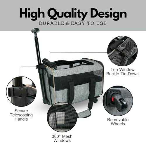 Pet Carrier with Wheels – Airline Approved – Rolling Pet Carrier – Soft Dog &amp; Cat Travel Carrier - Pet Supplies online store