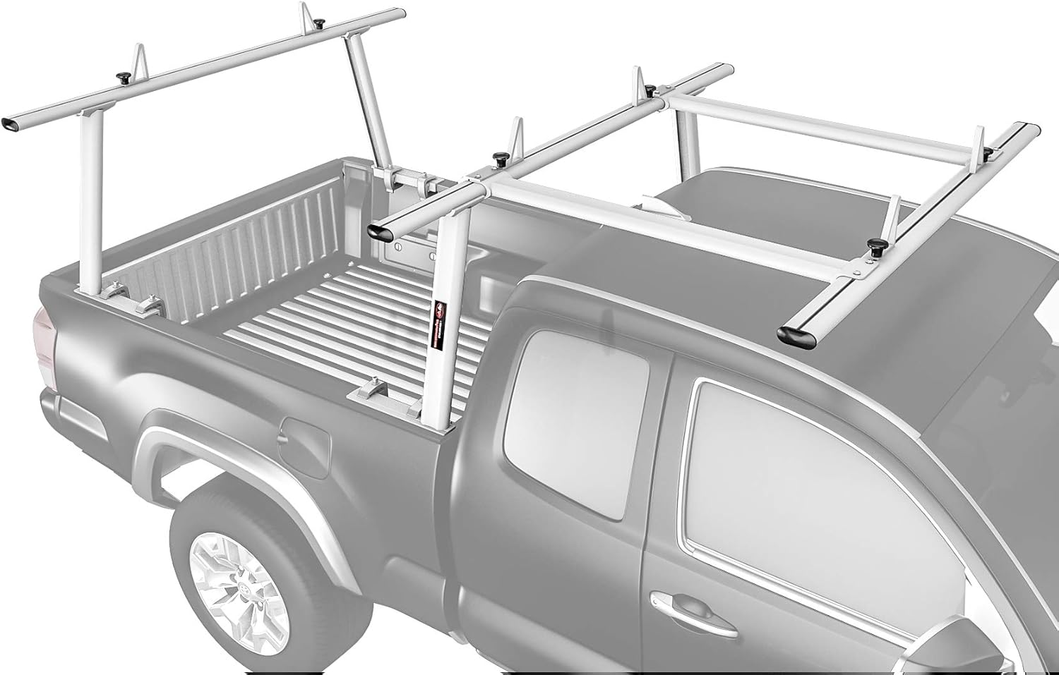 AA-Racks Model APX25-E Aluminum Pickup Truck Ladder Rack w/Cantilever Extension - Sandy Black (2 Packages)
