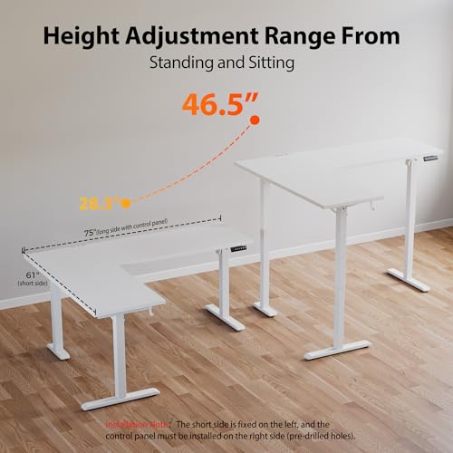 Agilestic L Shaped Electric Standing Desk with 2 Drawers, 63 Inch Ergonomic Adjustable Height Desk with Storage, Corner Desk Sit Stand up Computer Table for Work Office Home, Rustic Brown