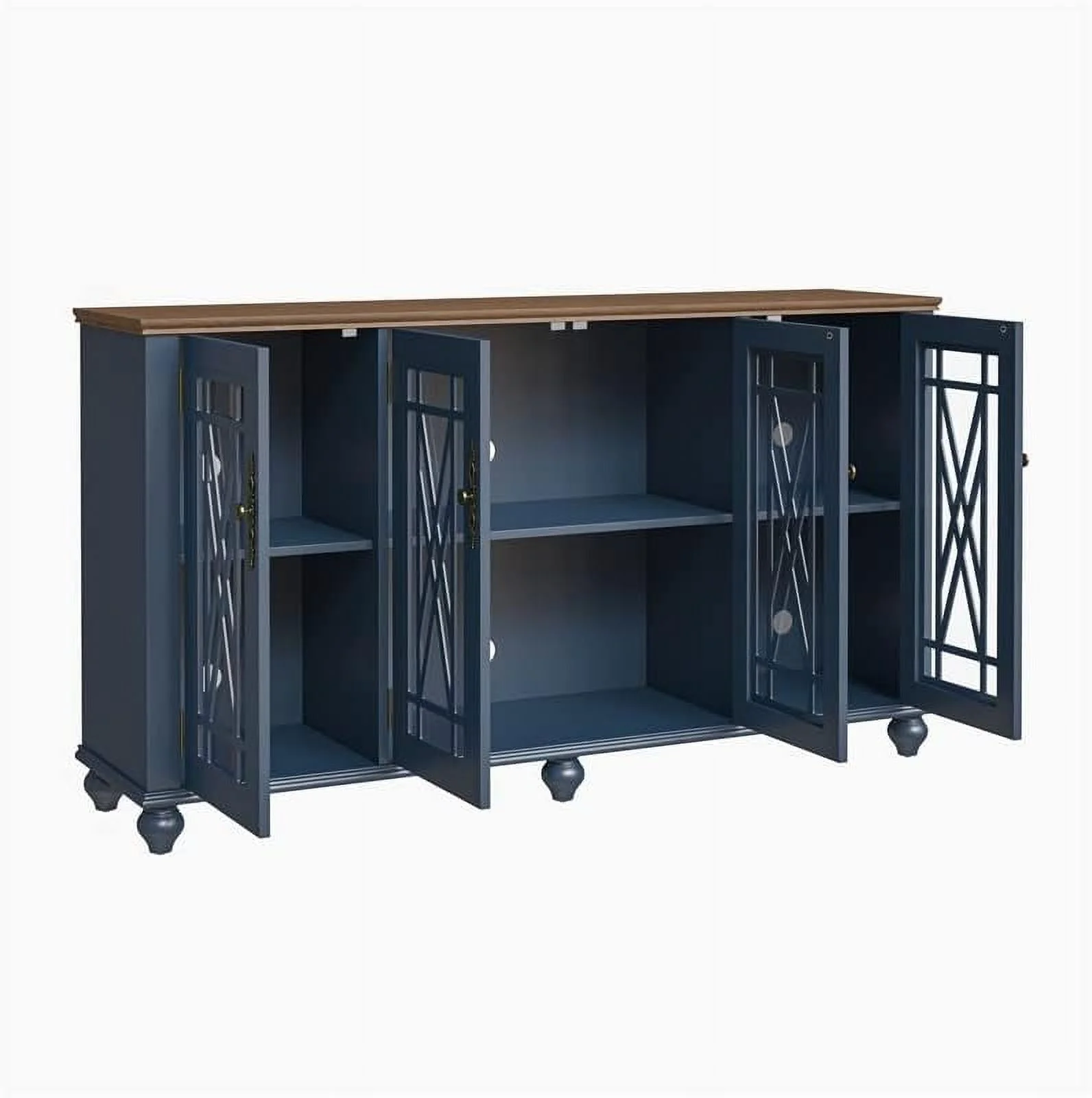 Vintage Wood Kitchen Accent Buffet Sideboard Cabinet - Navy