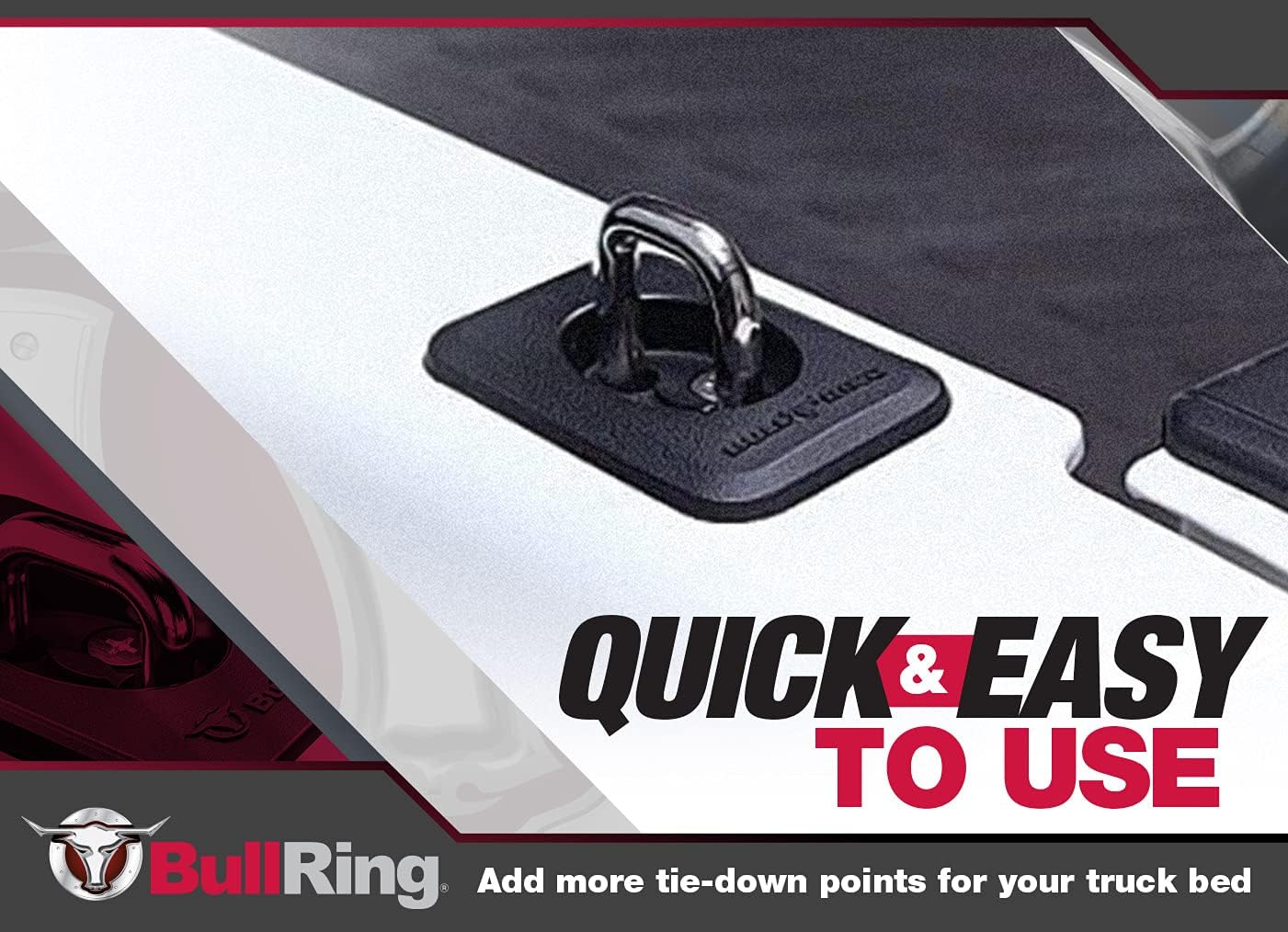 Bull Ring Classic Raised Fit Retractable Tie Down Anchors for '98-14 Ford F150, 98-16 Ford Super Duty, 88-13 Chevrolet Silverado and GMC Sierra, 95-08 Dodge RAM (2 Pairs)