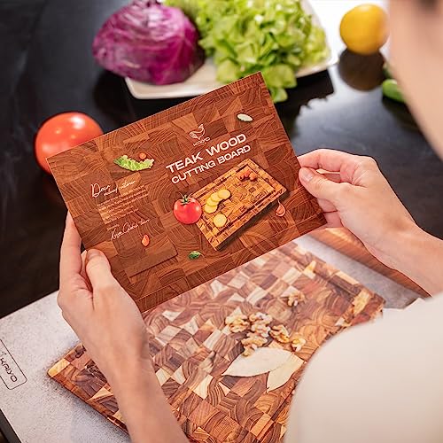 Teak Wood Cutting Board in size 1,5 x 18 x 24 inches, Large Wood Cutting Board with Deep Juice Groove, Charcuterie Cheese Board