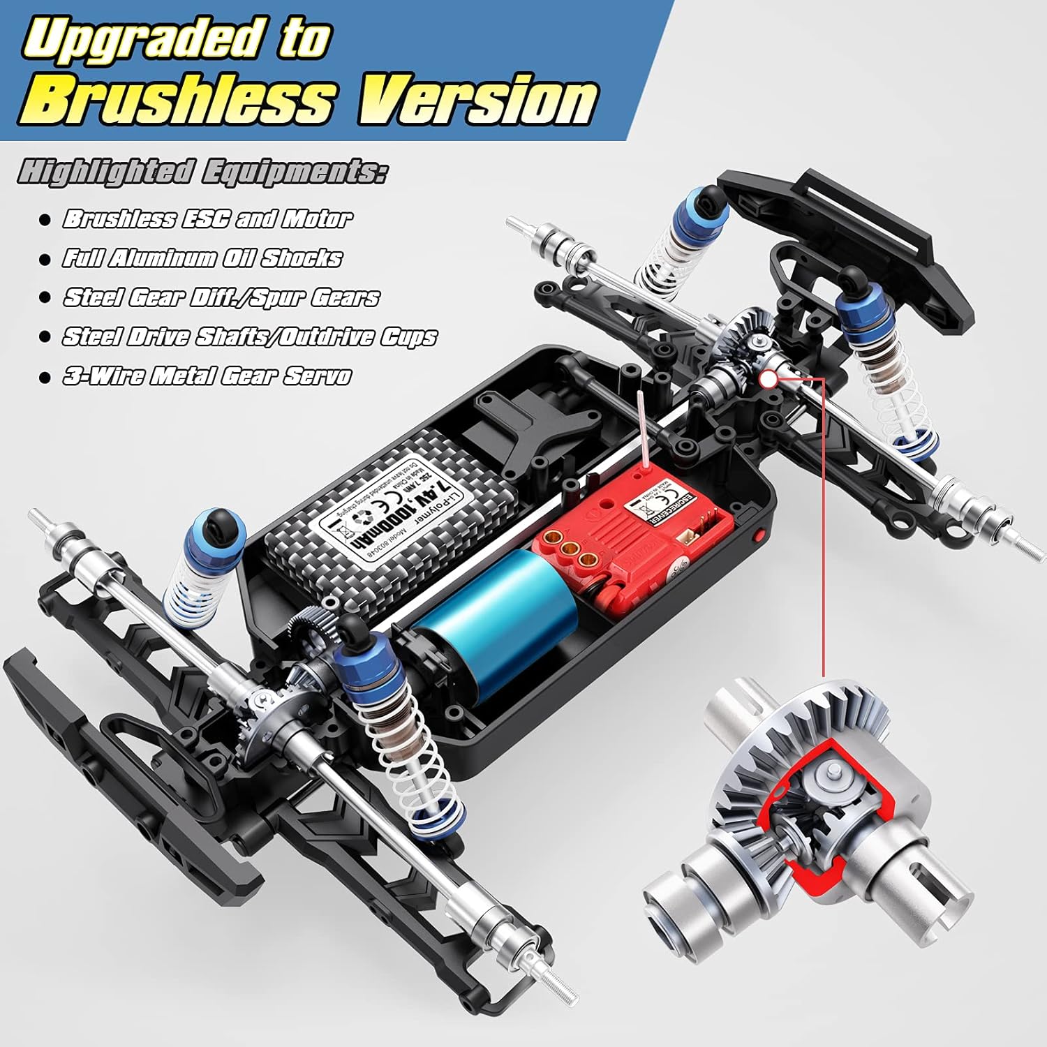 HAIBOXING 1/18 Scale Brushless Fast RC Cars 18859A, 4WD Off-Road Remote Control Trucks 48 KM/H Speed for Adults and Kids Boys, All Terrain Truck Toys Gifts with Extra Shell and Battery 40+ min Play