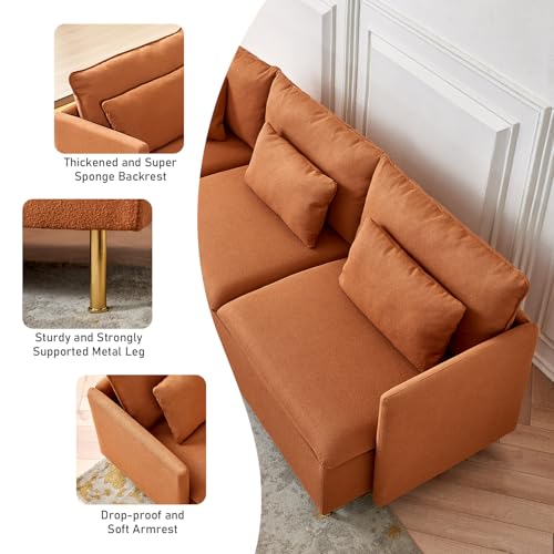 L Shaped Sectional Couch Sofa, 5 Seat Sofas with 5 Waist Pillow, Mid Century Modern Sectional Couches for Living Room, Small Apartments and Office (Beige)
