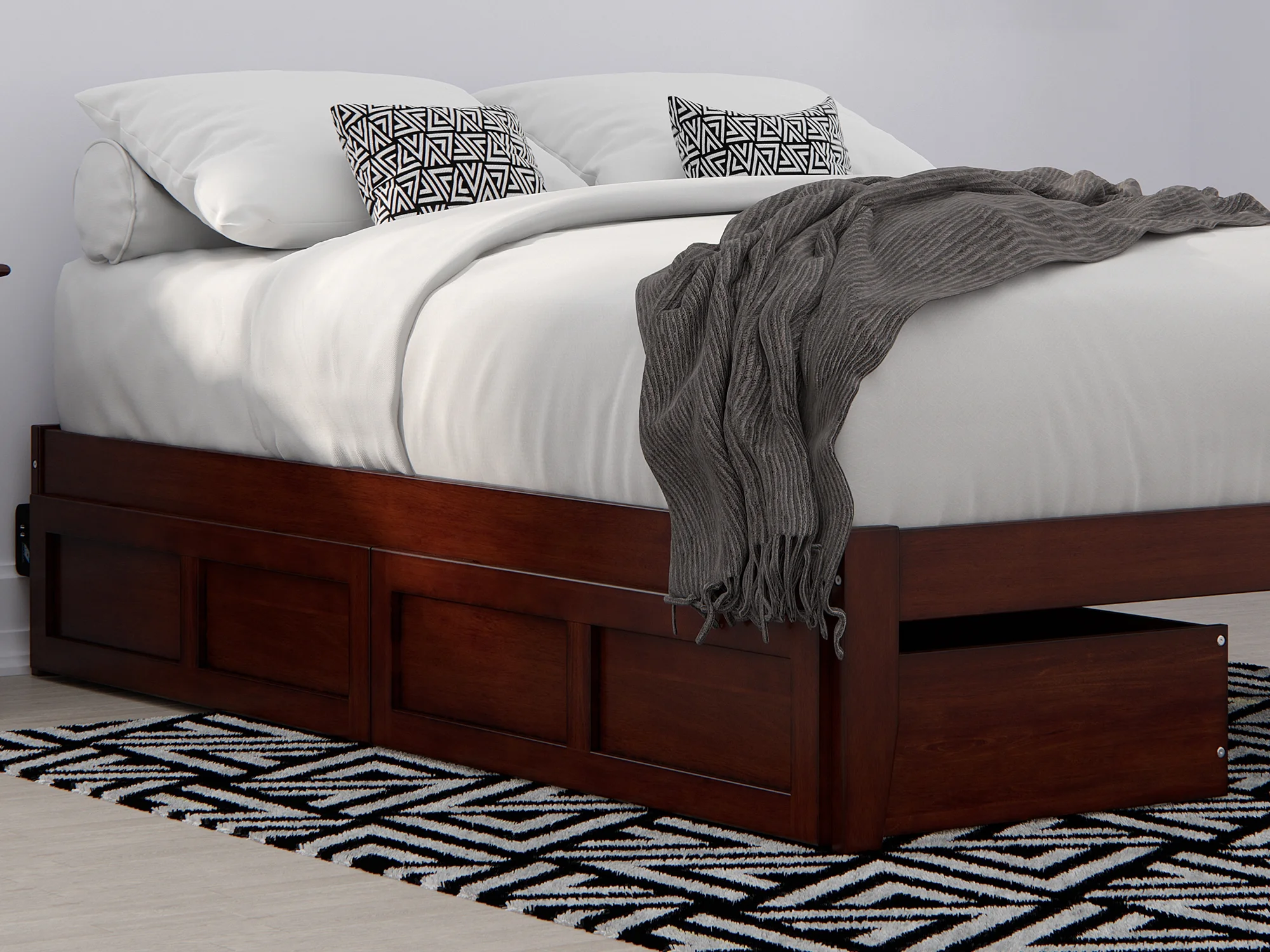 AFI Set of 2 Solid Wood Under Bed Storage Drawers, Twin XL/Queen, Walnut