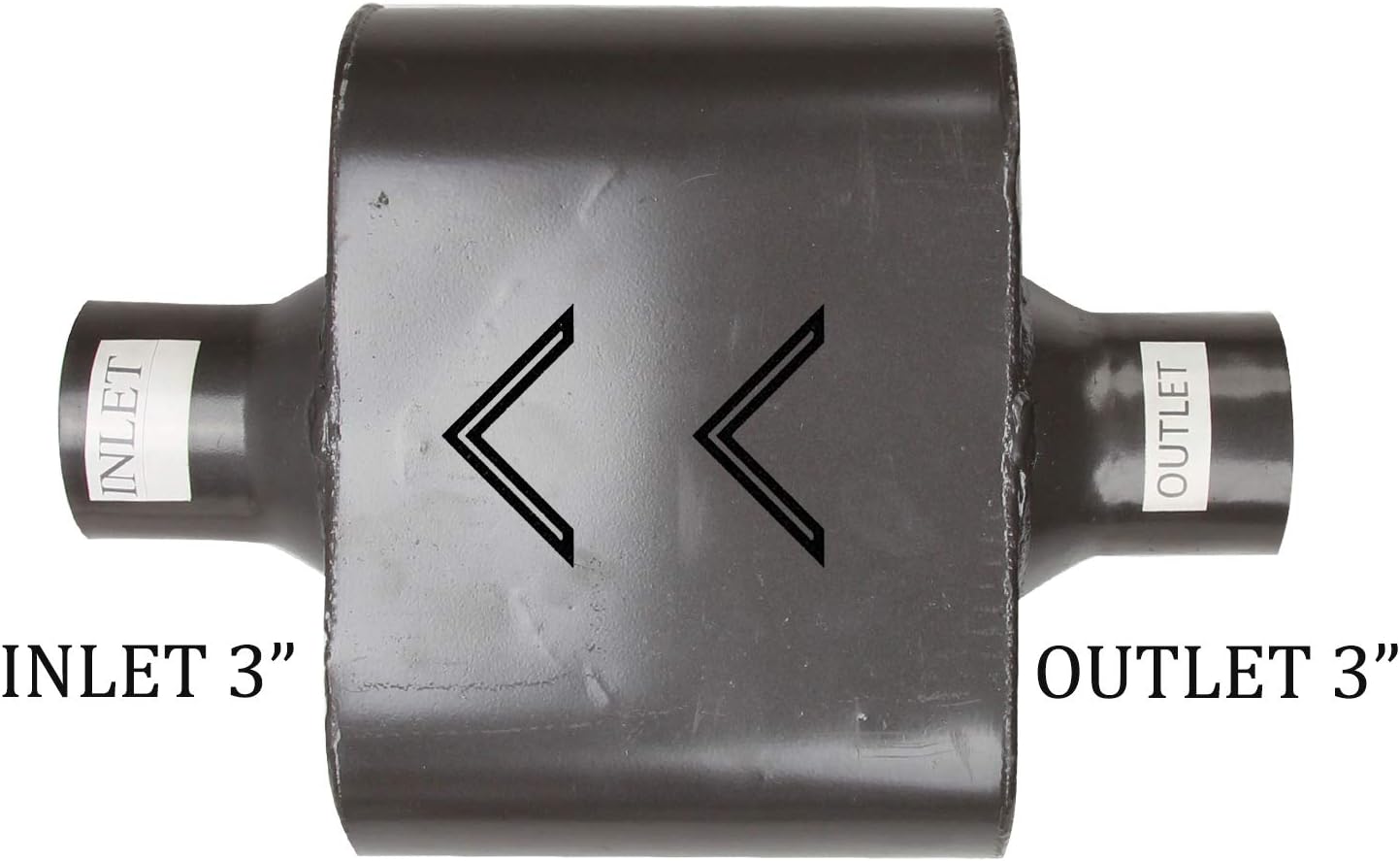 Pair of Single Chamber Performance Race Muffler 3" Center / Center Universal Steel Muffler (3 Inch) Pack of 2